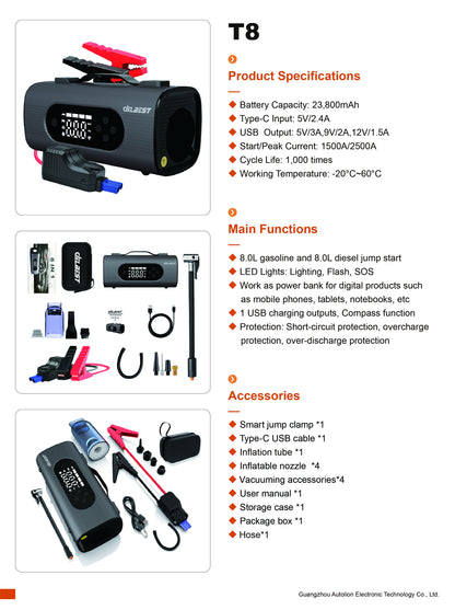 10-in-1 Smart Jump Starter with Air Compressor