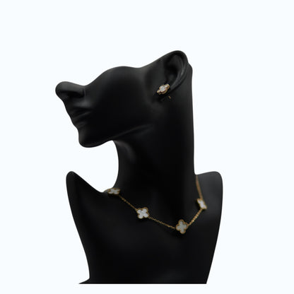 💎 Clover Luxury Jewelry Set – Gold Plated Necklace & Earrings Set for Women | Elegant Gift Collection