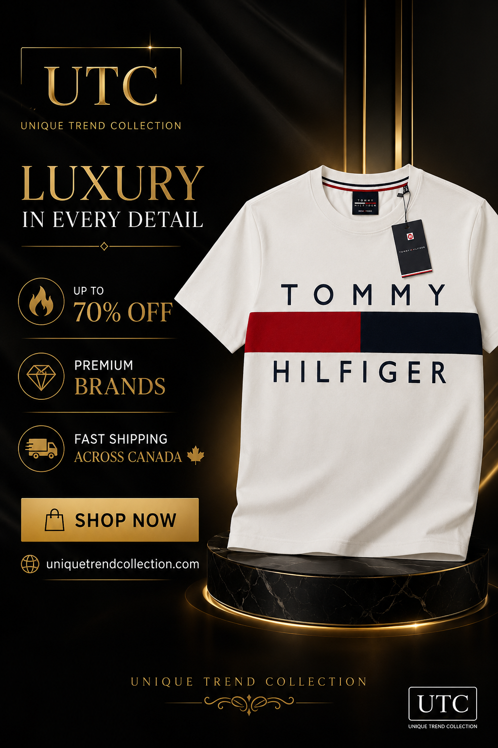 🤍 Tommy Hilfiger Men's Flag Logo T-Shirt | White Premium Cotton Crew Neck