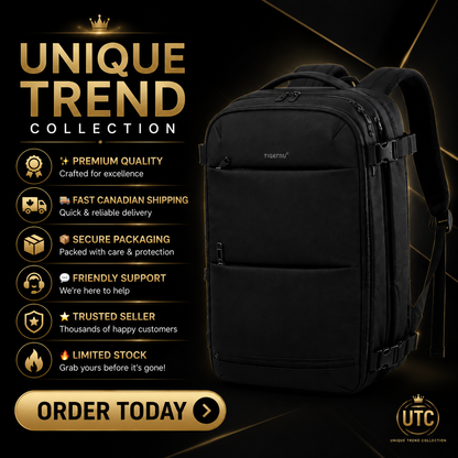 Tigernu Waterproof Vacuum Compression Laptop Backpack | Built-in Electric Vacuum Compression | Expandable 27L–37L | Anti-Theft | USB Charging | Fits 17" Laptop