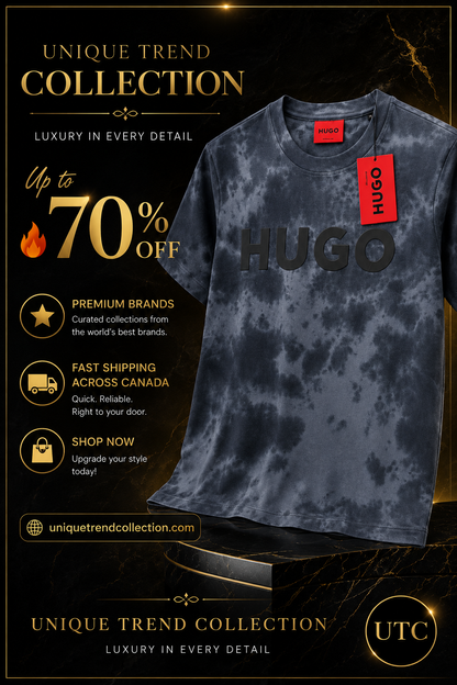🖤 HUGO Men's Premium Tie-Dye Logo T-Shirt 👕✨ | 100% Authentic | Modern Luxury