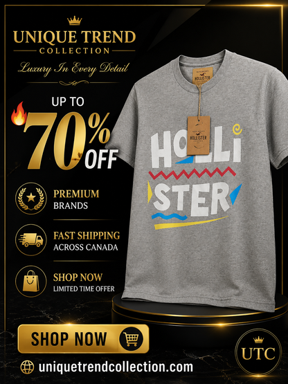 🤍 Hollister Men's Premium Graphic T-Shirt 👕✨ | Soft Cotton Crew Neck | Casual Everyday Style | 100% Authentic