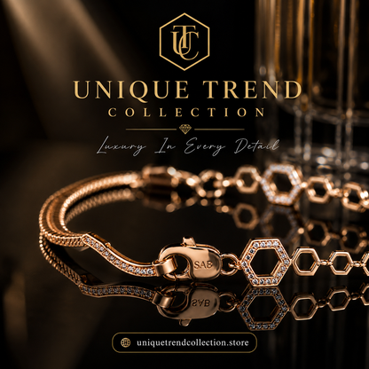 ✨ Luxury Gold Crystal Hexagon Charm Bracelet | Elegant Women's Fashion Jewelry