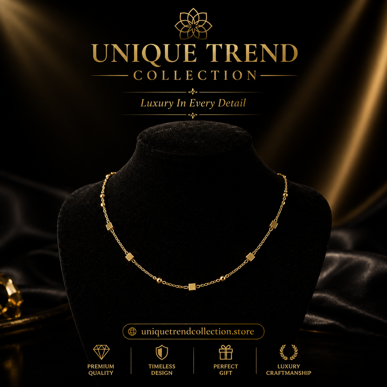 ✨ Minimalist Gold Cube Chain Necklace for Women | Elegant Lightweight Jewelry | Perfect Gift