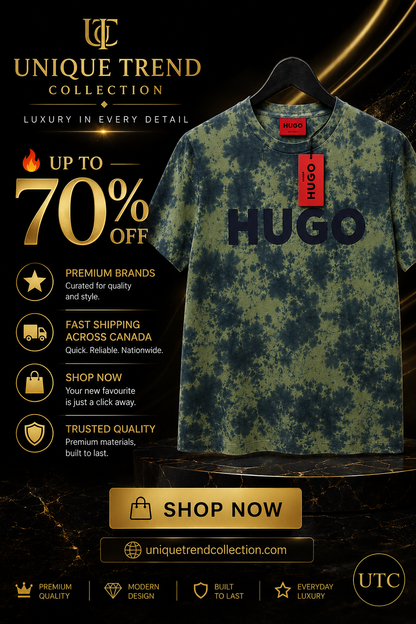 🔥 HUGO Men's Premium Tie-Dye Logo T-Shirt 👕 | ✨ Soft Cotton | 🌿 Modern Luxury | 🇨🇦 Fast Shipping