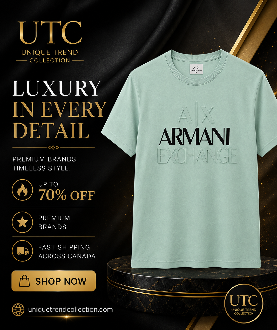 Armani Exchange Men's Logo T-Shirt – Premium Cotton Crew Neck | Mint Green | A|X