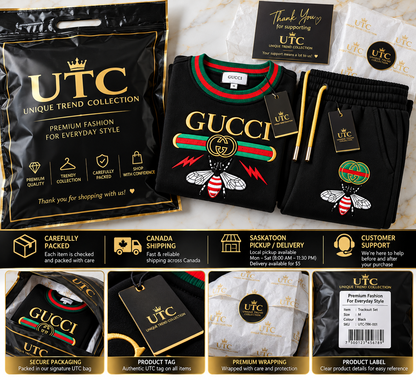 GUCCI Bee Graphic Black 2-Piece Tracksuit | Sweatshirt & Joggers