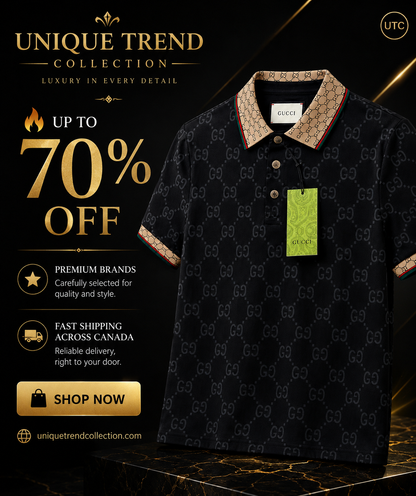 👑 Premium Men's Luxury Polo Shirt 👕 | Soft Cotton Blend | Designer-Inspired Smart Casual | Black