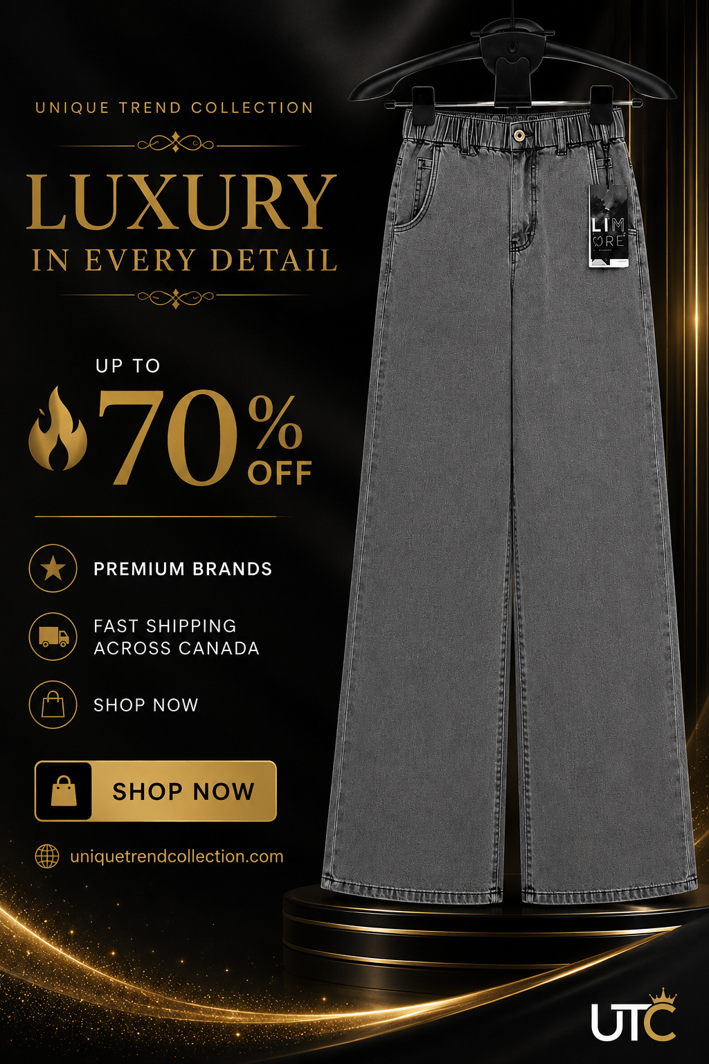 LIMORE Women’s Washed Grey Wide-Leg Jeans | Elastic Waist