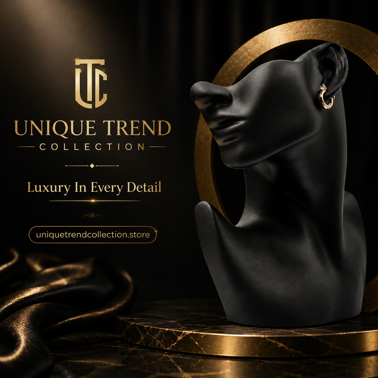 ✨ Elegant Gold Crystal Hoop Earrings for Women | 💎 UTC Luxury Jewelry
