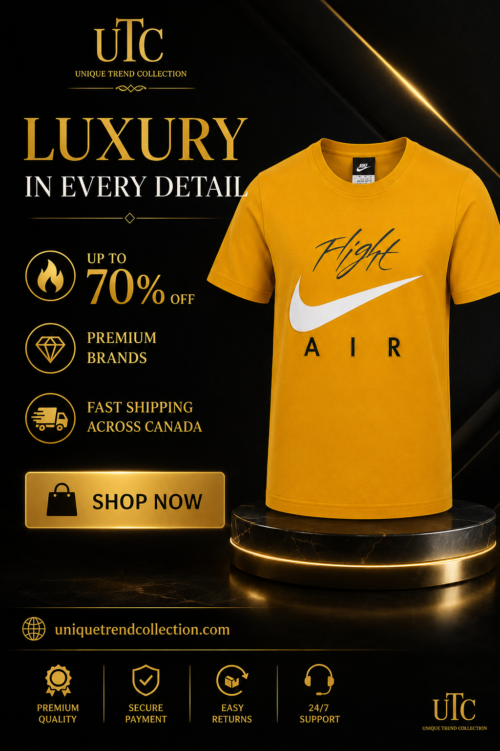 Premium Men's Golden Yellow Cotton Graphic T-Shirt | Soft Crew Neck Casual Tee
