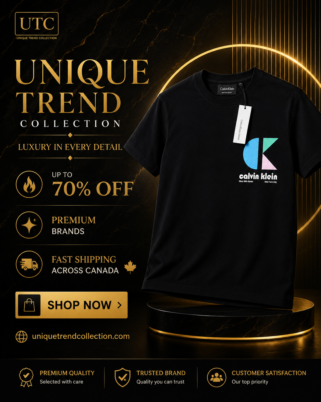 🖤 Calvin Klein Men's Premium Logo T-Shirt | Black Cotton Crew Neck Tee