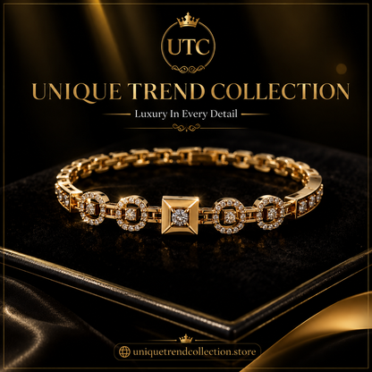 ✨ Luxury Gold Crystal Link Bracelet | Elegant Women's Fashion Jewelry