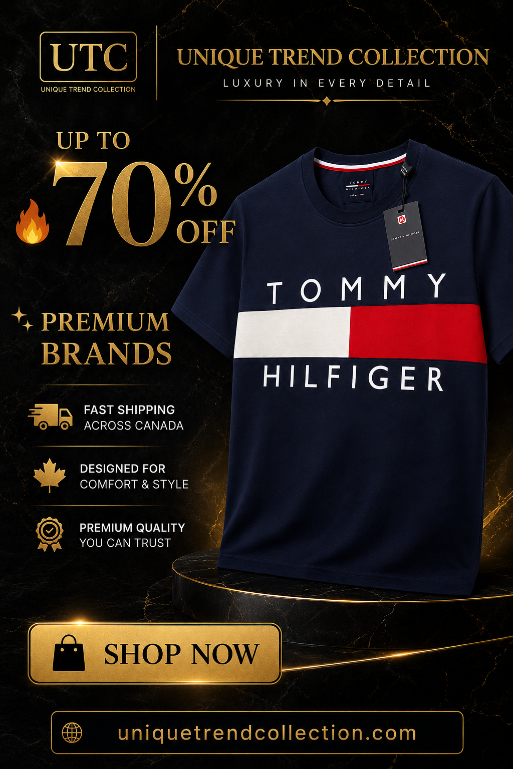 💙 Tommy Hilfiger Men's Flag Logo T-Shirt | Navy Blue Premium Cotton Crew Neck