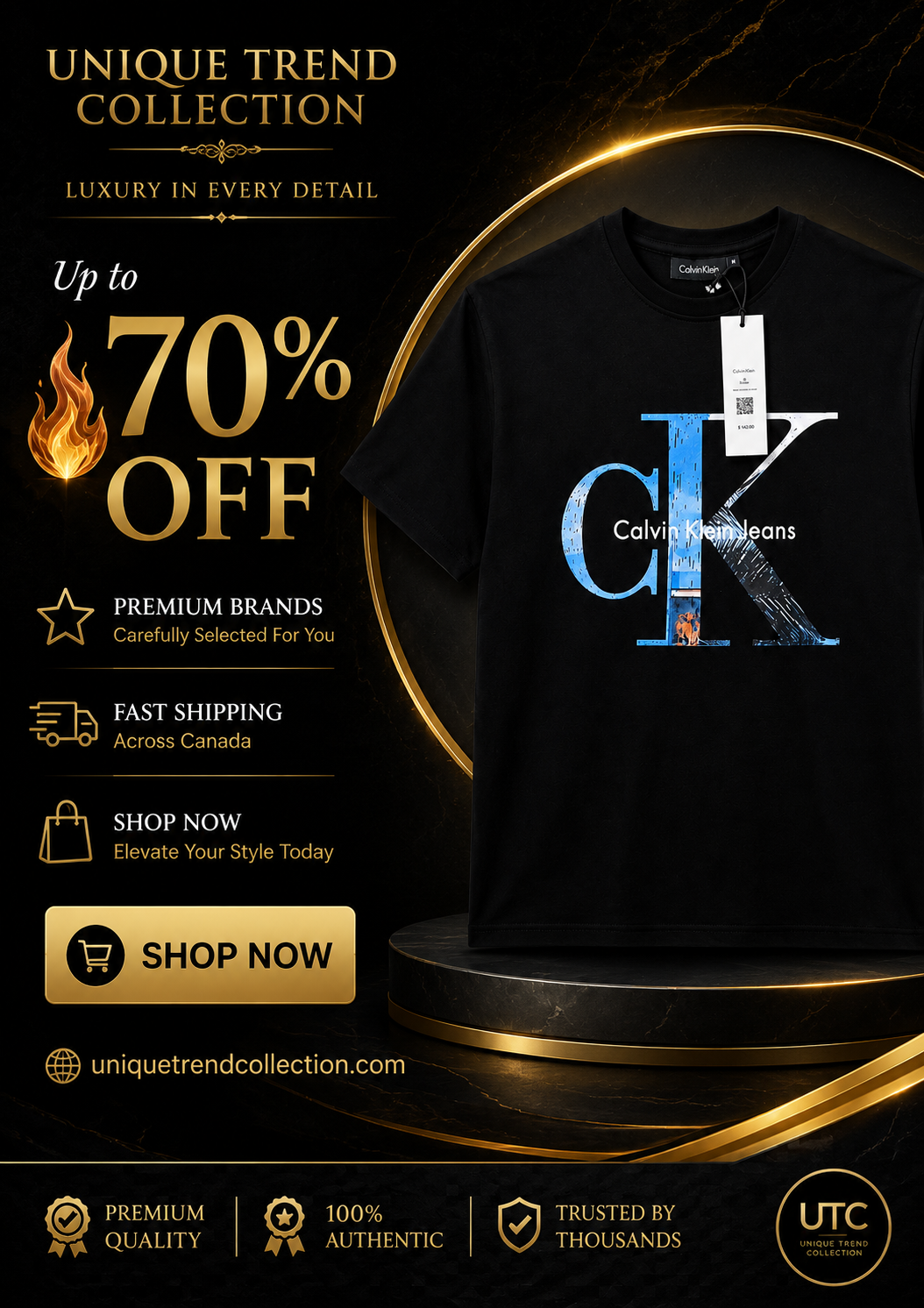 Calvin Klein Jeans Men's Black Graphic Logo T-Shirt | Premium Cotton Crew Neck