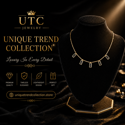 ✨ Black Crystal Gold Charm Necklace | Elegant Luxury Pendant Necklace for Women | UTC Jewelry