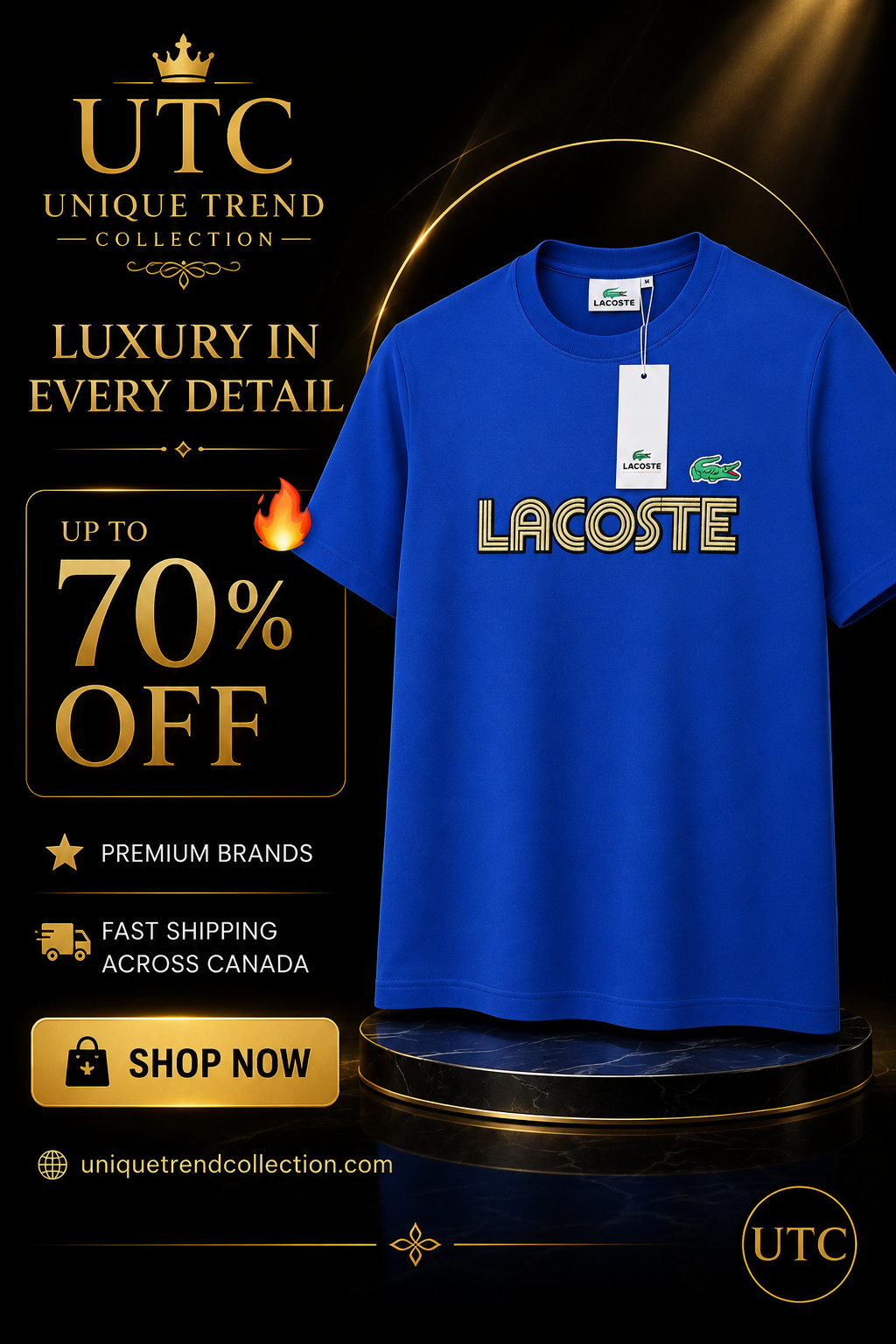 🐊💙 Lacoste Men's Premium Royal Blue Logo T-Shirt 👕 | ✨ 100% Cotton Crew Neck | 💎 Luxury Everyday Wear | 🇨🇦 Fast Shipping