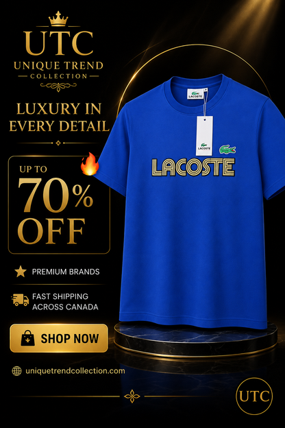 🐊💙 Lacoste Men's Premium Royal Blue Logo T-Shirt 👕 | ✨ 100% Cotton Crew Neck | 💎 Luxury Everyday Wear | 🇨🇦 Fast Shipping