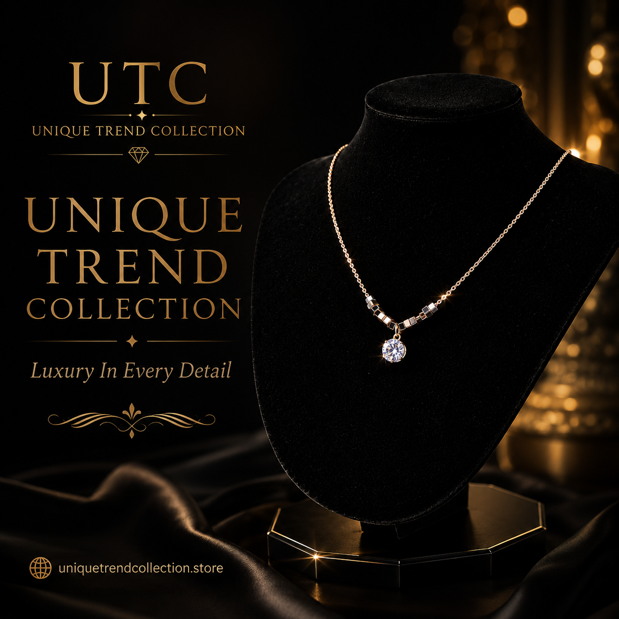 ✨ Elegant Crystal Pendant Necklace – Rose Gold | Luxury Everyday Jewelry for Women