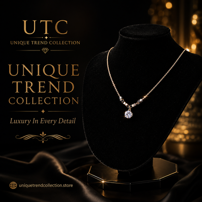 ✨ Elegant Crystal Pendant Necklace – Rose Gold | Luxury Everyday Jewelry for Women