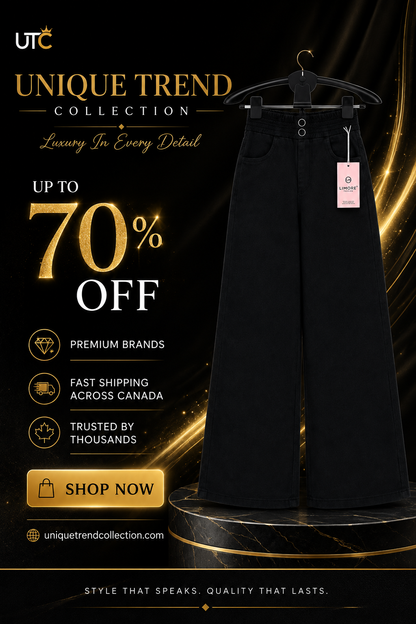 LIMORE Women’s Black Wide-Leg Jeans | Elastic Waist