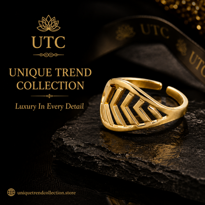 Modern Gold-Tone Adjustable Geometric Statement Ring for Women