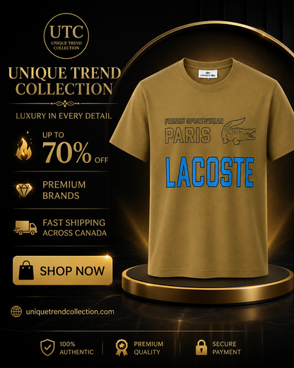 Lacoste Men's Premium Olive Green Graphic Cotton T-Shirt | Soft Crew Neck Casual Tee