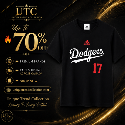 Adidas x Los Angeles Dodgers Men's Graphic T-Shirt #17 | Black Cotton Crew Neck
