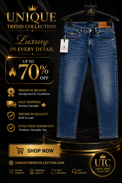 Calvin Klein Jeans Men's Blue Straight-Leg Denim Jeans