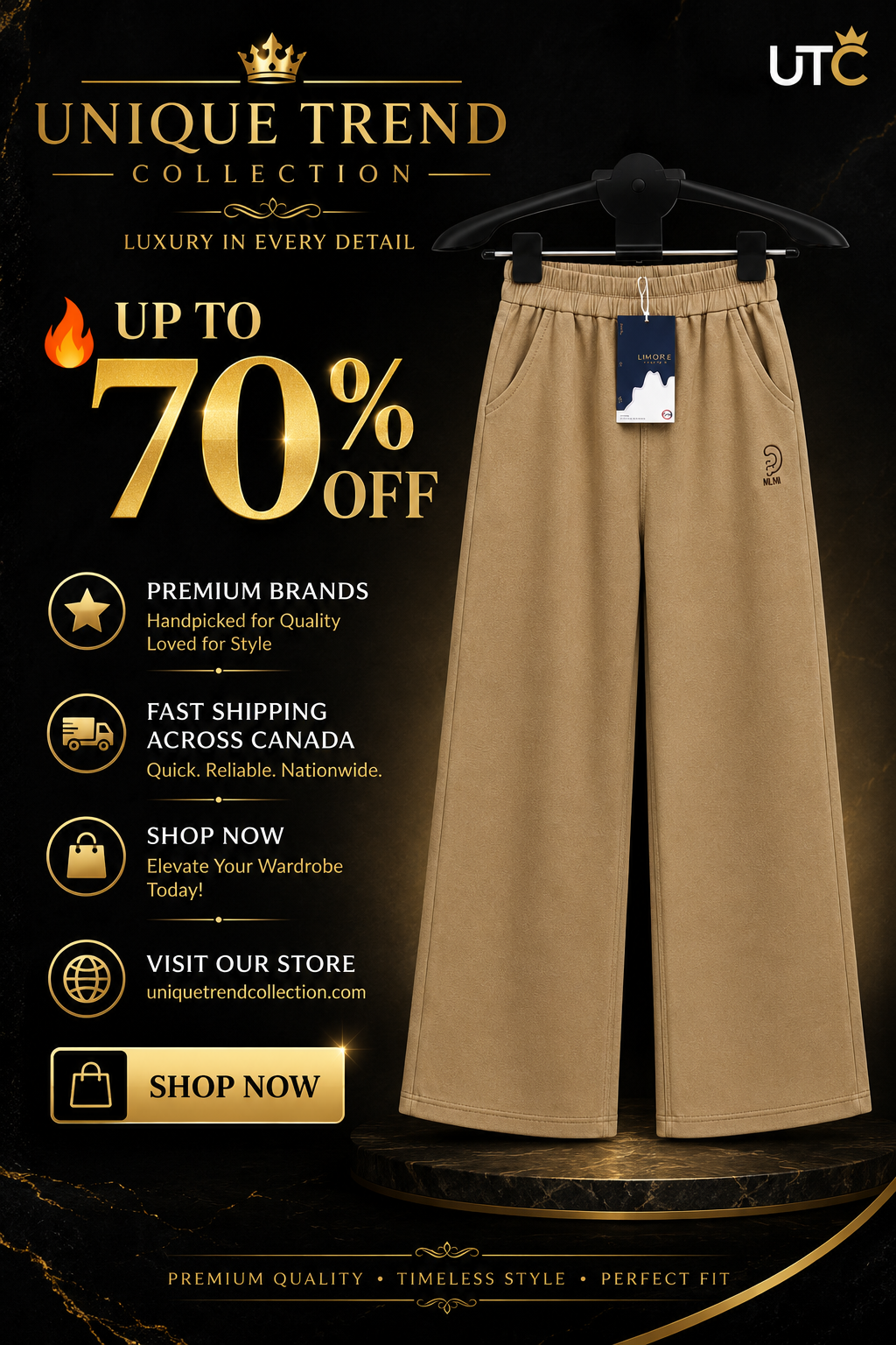 LIMORE Women's Beige Wide-Leg Pants – High-Waist Elastic Casual Trousers