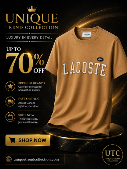 Lacoste Men's Logo Crew Neck T-Shirt – Camel | Premium Cotton Casual Tee
