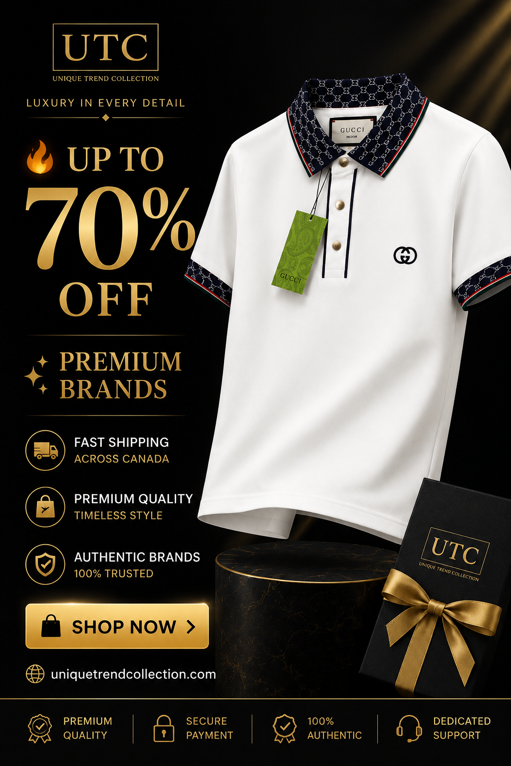 🤍 Gucci Men's Premium White Polo Shirt | Luxury Cotton Short Sleeve Polo