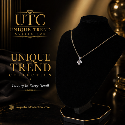 ✨ UTC Luxury Crystal Clover Necklace for Women | Elegant Gold-Tone Pendant | Adjustable Chain | Perfect Gift 💎