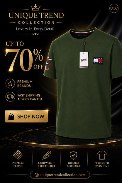 💚 Premium Men's Olive Green Crew Neck T-Shirt | Modern Casual Luxury | Soft Cotton Blend ✨
