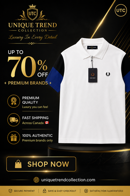 🏆 Premium Men's Color Block Polo Shirt 👕 | Soft Cotton Blend | Modern Smart Casual | White & Royal Blue