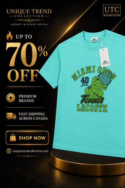 💚 Lacoste Men's Miami Open Graphic T-Shirt | Premium Cotton Crew Neck Tee 🎾