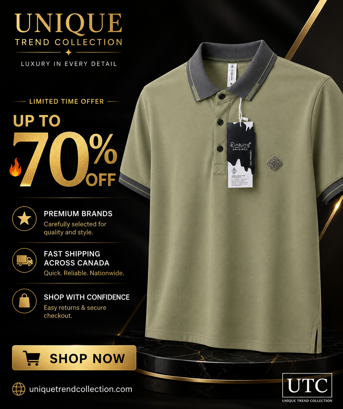 🟢 Premium Men's Olive Green Polo Shirt | Soft Cotton Casual Golf Polo 👕