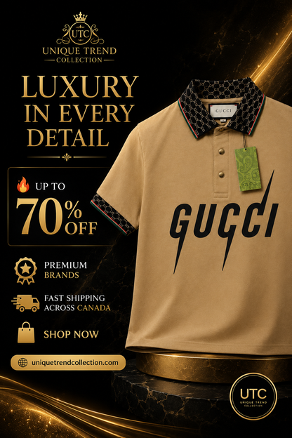 🔥 Gucci Men's Premium Beige Polo Shirt | Luxury Cotton Designer Polo 👕✨