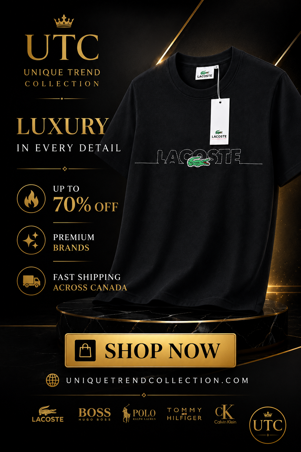 🐊✨ Lacoste Men's Premium Black Logo T-Shirt 👕 | 💎 100% Cotton Crew Neck | 🖤 Luxury Everyday Style | 🇨🇦 Fast Shipping