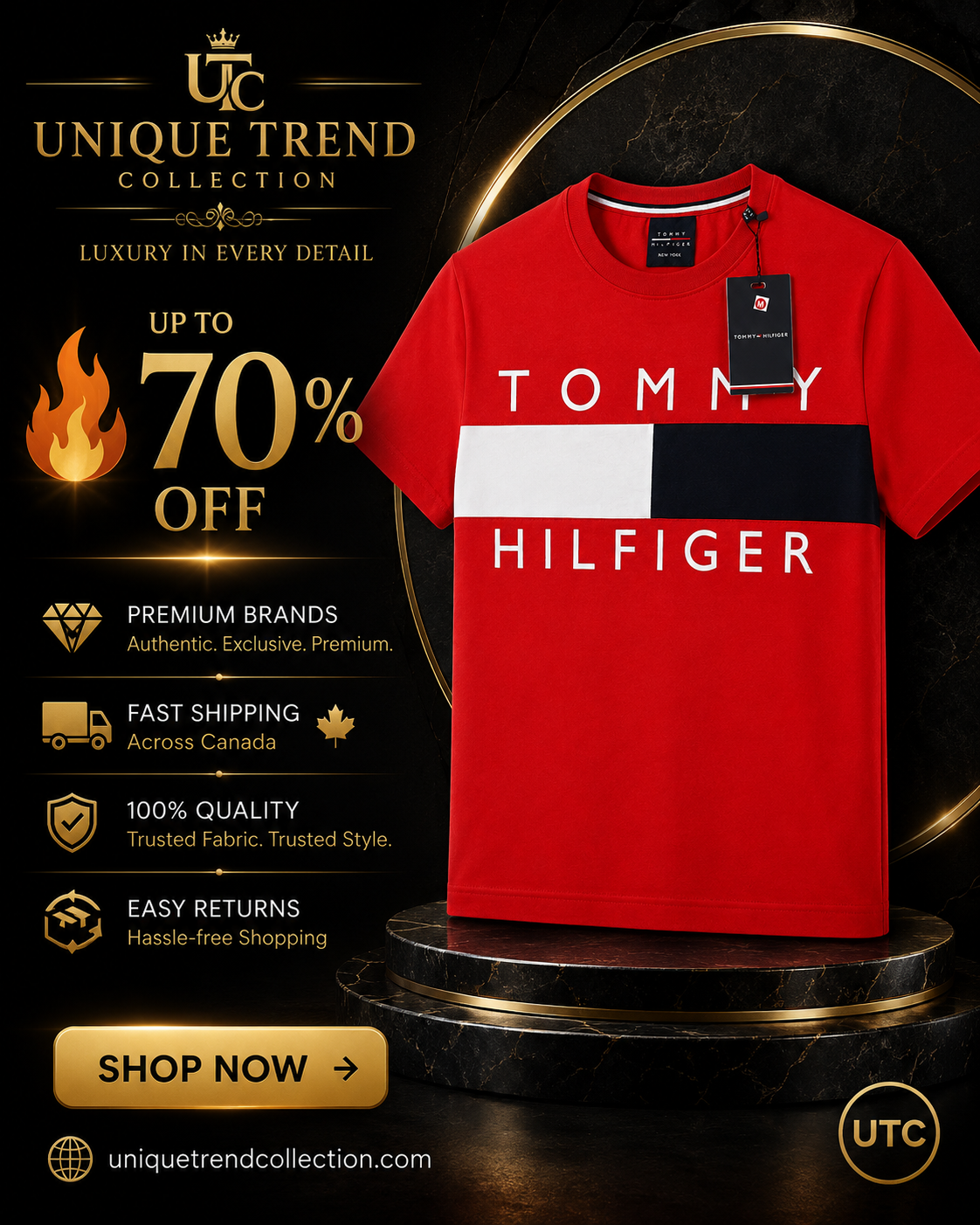 ❤️🤍💙 Tommy Hilfiger Men's Premium Logo T-Shirt | Classic Red Crew Neck