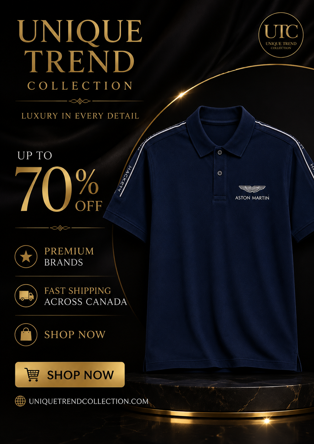 Premium Men's Navy Cotton Polo Shirt | Soft Comfort Casual Golf & Business Polo