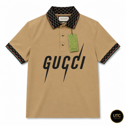 🔥 Gucci Men's Premium Beige Polo Shirt | Luxury Cotton Designer Polo 👕✨