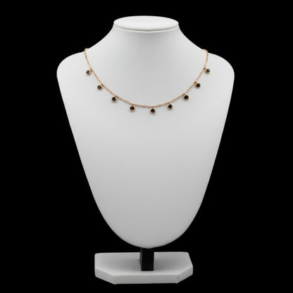 ✨ Elegant Black Crystal Charm Necklace for Women | Dainty Gold-Tone Necklace ✨