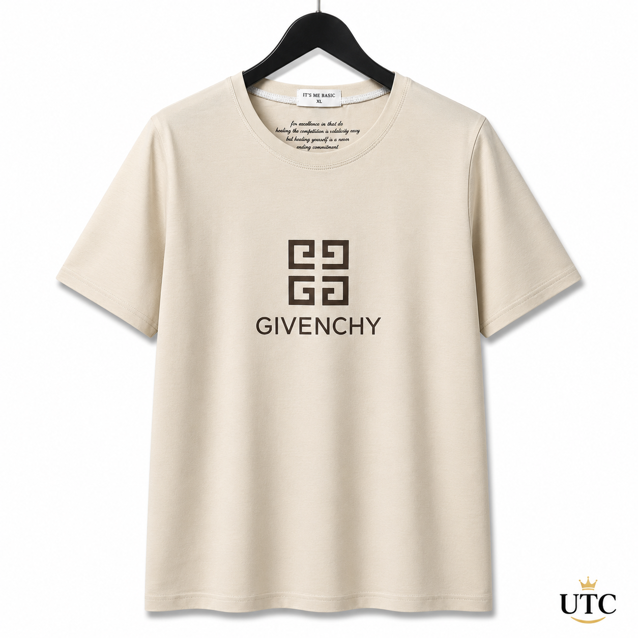 Givenchy Women's Premium Beige Logo Cotton T-Shirt | Luxury Short Sleeve Crew Neck Casual Tee