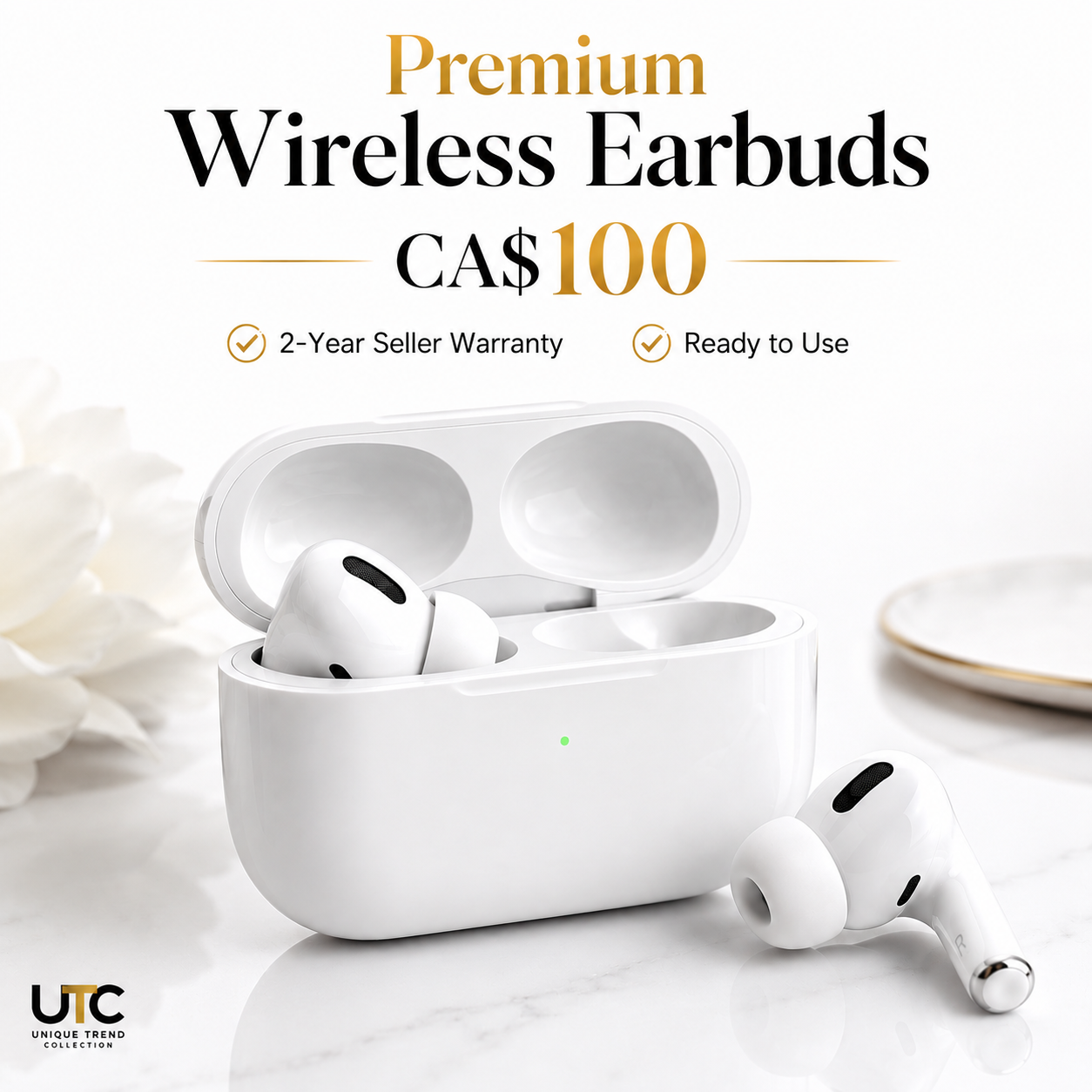 🎧 Premium Wireless Earbuds with Active Noise Cancellation | Bluetooth 5.3 | USB-C Charging Case | 2-Year Seller Warranty