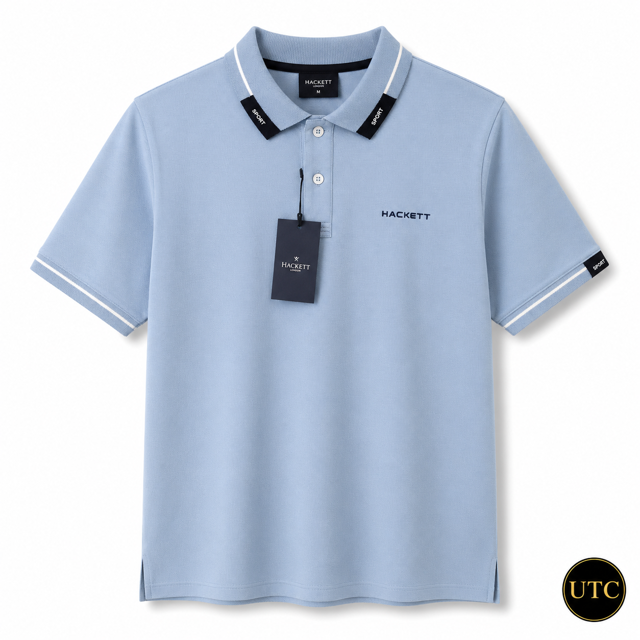💙 Hackett London Men's Premium Sky Blue Polo Shirt 👕✨ | Luxury Cotton | Smart Casual | 100% Authentic