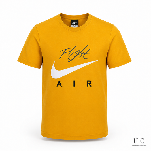 Premium Men's Golden Yellow Cotton Graphic T-Shirt | Soft Crew Neck Casual Tee