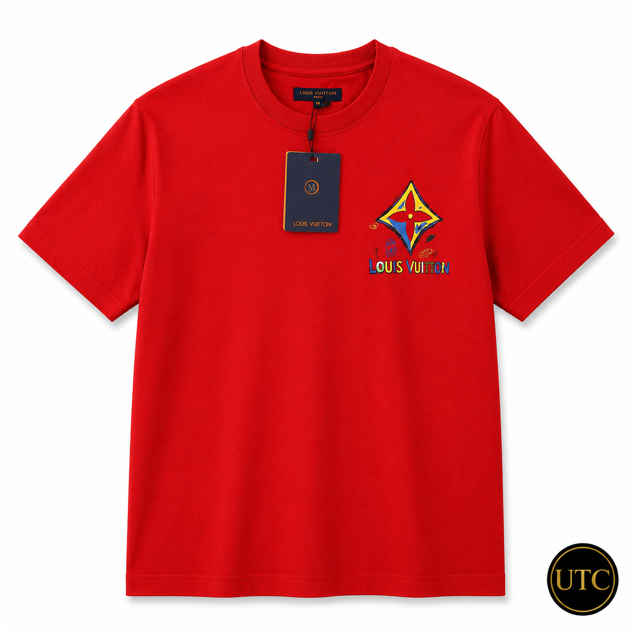 ❤️✨ Louis Vuitton Men's Premium Red Logo T-Shirt 👕 | 💎 100% Soft Cotton Crew Neck | 🔥 Luxury Designer Casual Wear