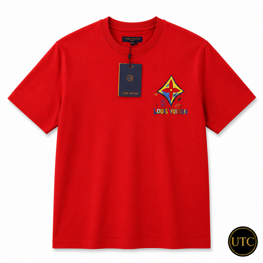 ❤️✨ Louis Vuitton Men's Premium Red Logo T-Shirt 👕 | 💎 100% Soft Cotton Crew Neck | 🔥 Luxury Designer Casual Wear