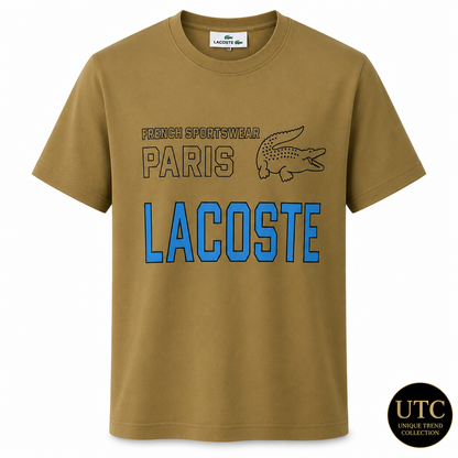 Lacoste Men's Premium Olive Green Graphic Cotton T-Shirt | Soft Crew Neck Casual Tee